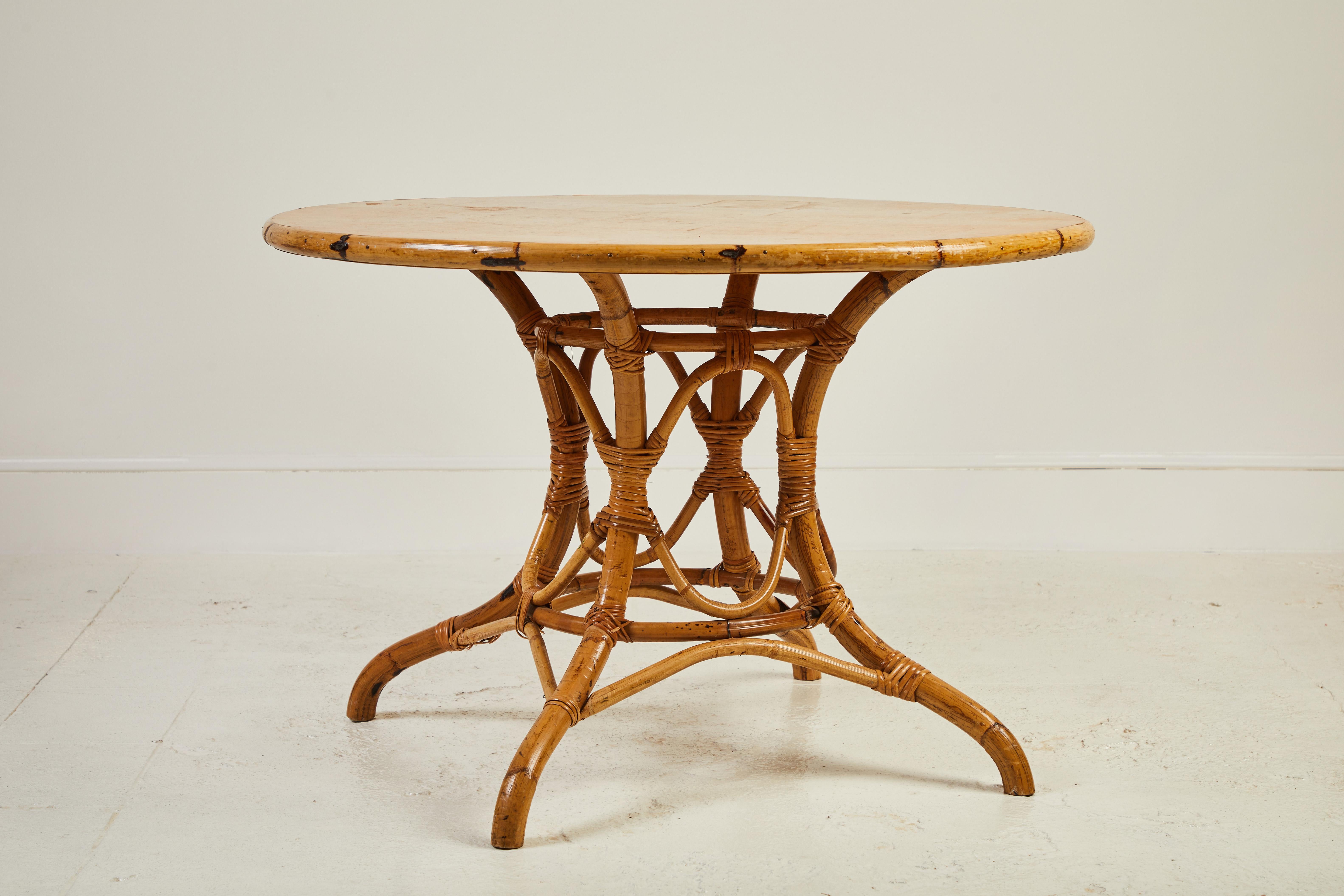 French Round Bamboo Dining Table  In Good Condition In Los Angeles, CA