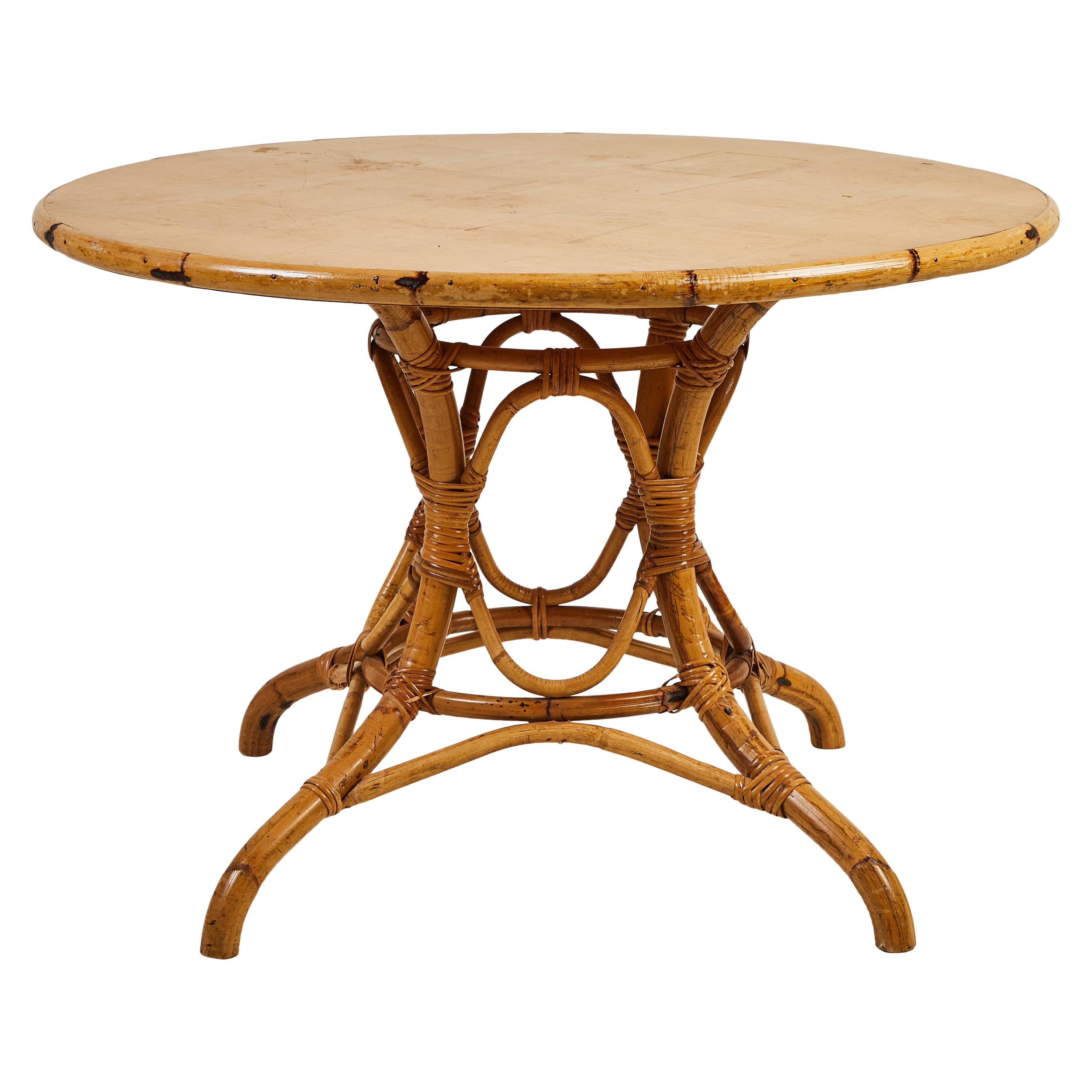 French Round Bamboo Dining Table 