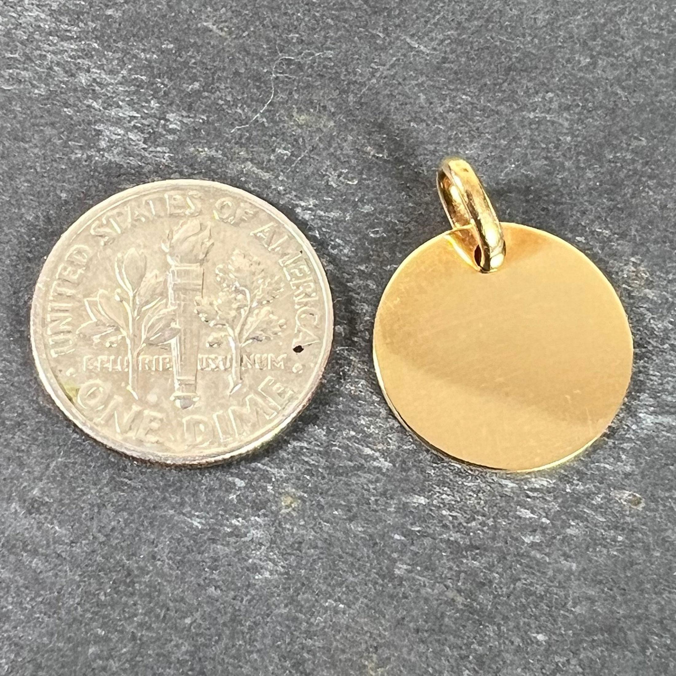French Round Blank 18K Yellow Gold Medal Pendant For Sale 6