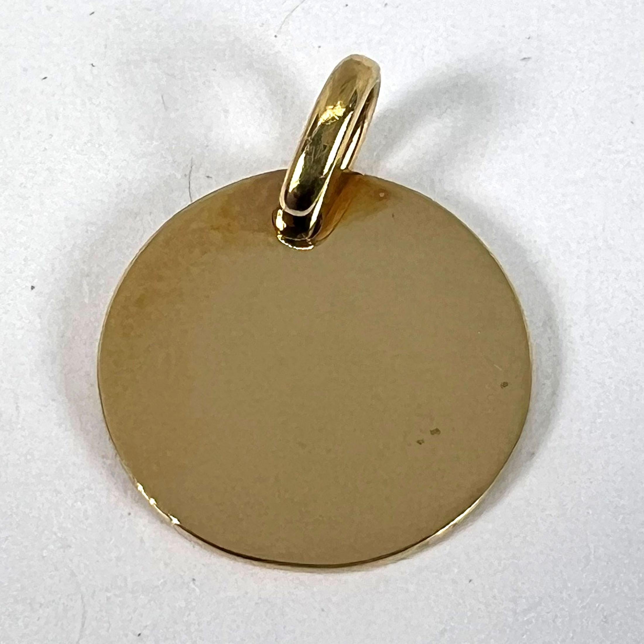 French Round Blank 18K Yellow Gold Medal Pendant For Sale 8
