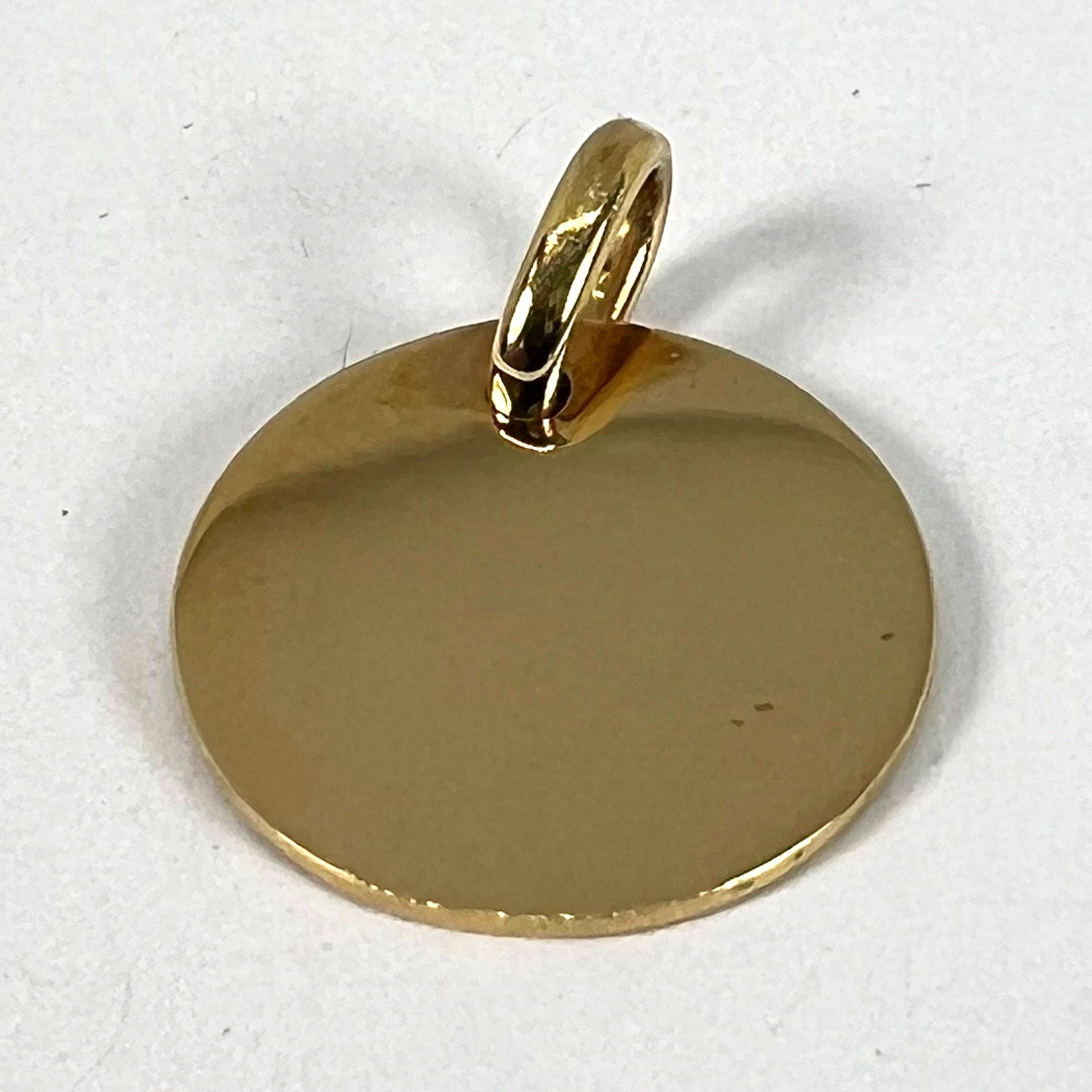 French Round Blank 18K Yellow Gold Medal Pendant For Sale 9