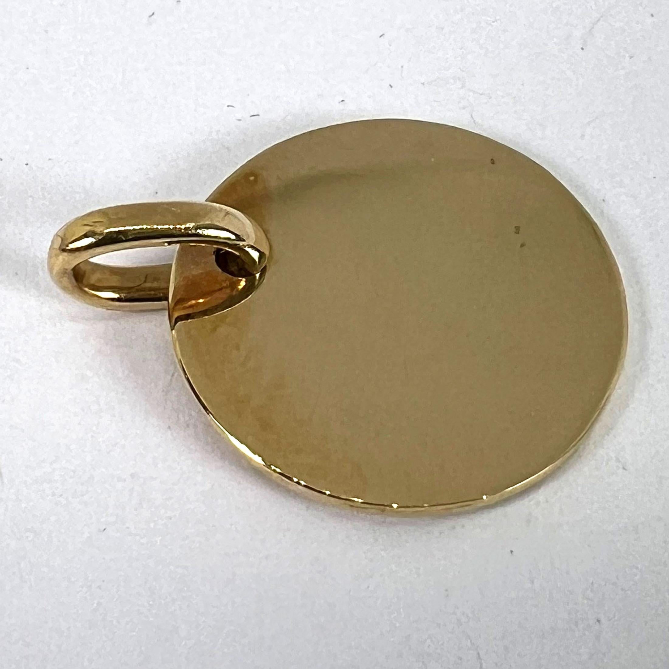 French Round Blank 18K Yellow Gold Medal Pendant For Sale 10