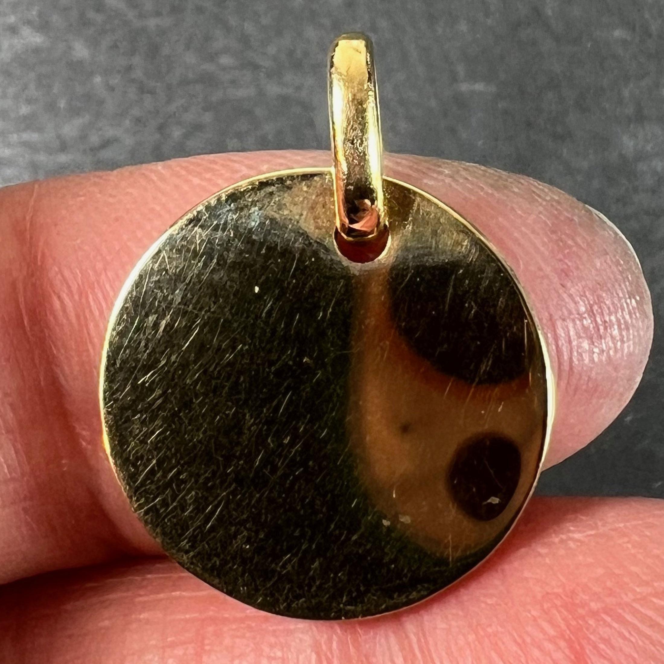 French Round Blank 18K Yellow Gold Medal Pendant For Sale 1