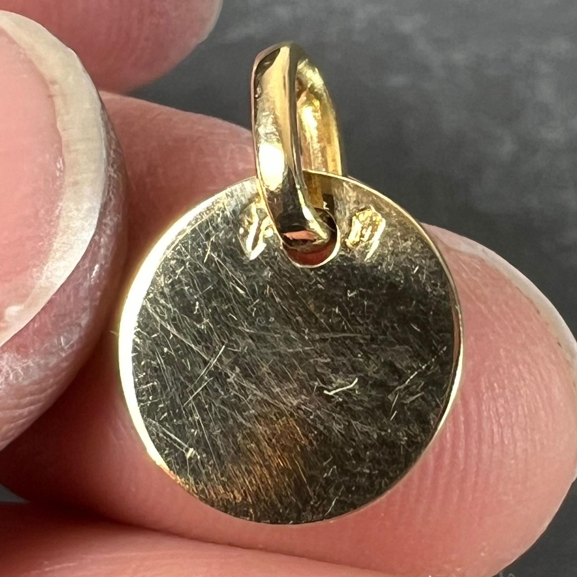 Pendentif Médaille en or jaune 18K, de forme ronde et de forme française en vente 5
