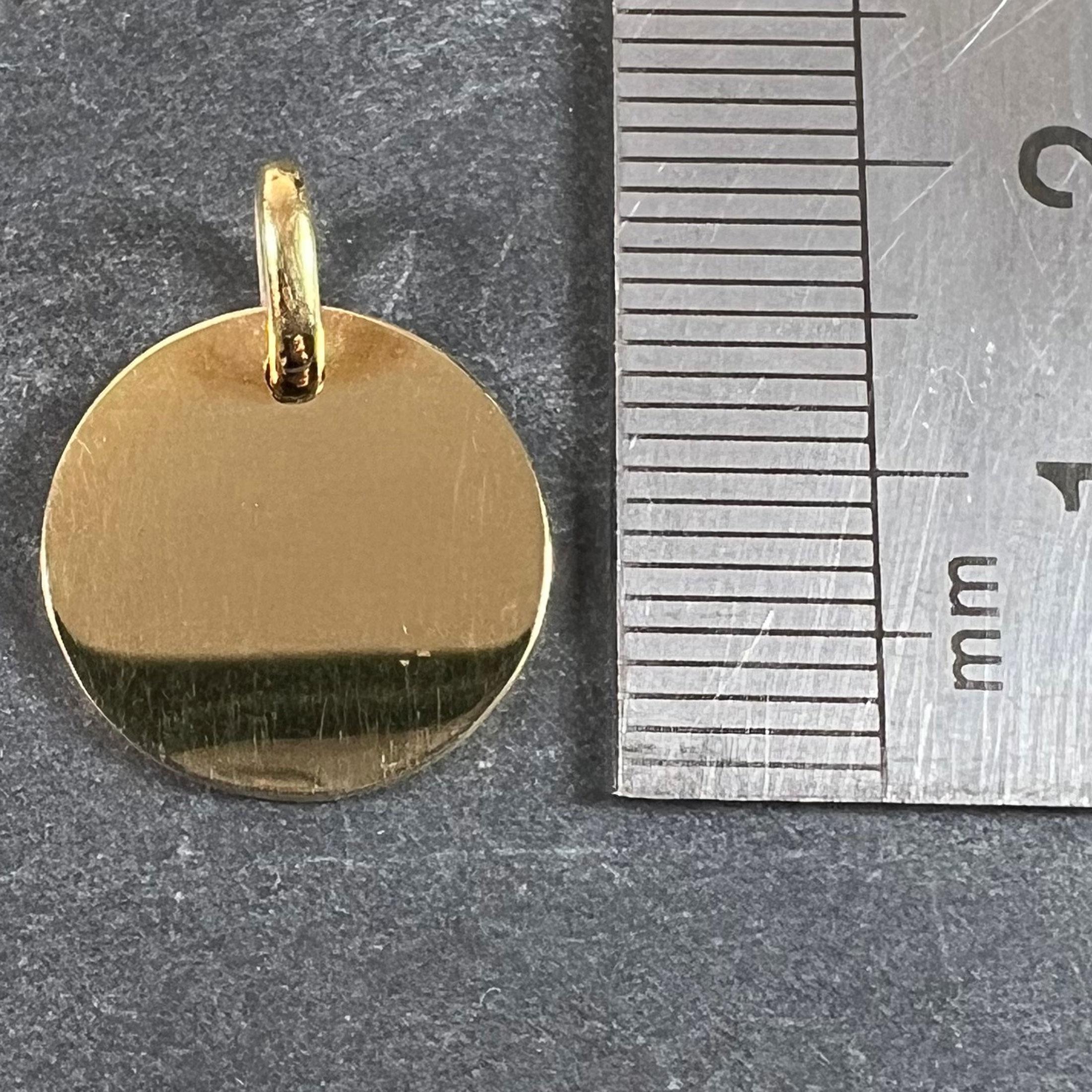 French Round Blank 18K Yellow Gold Medal Pendant For Sale 5