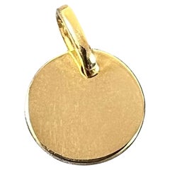 French Round Blank 18K Yellow Gold Medal Pendant