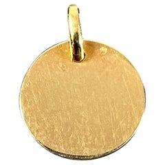 French Round Blank 18K Yellow Gold Medal Pendant