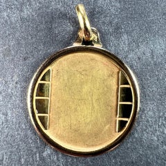 French Round Bricks 18K Yellow Gold Medal Pendant
