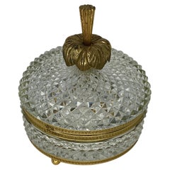 Antique French Round Bronze Mounted Cut Crystal Box