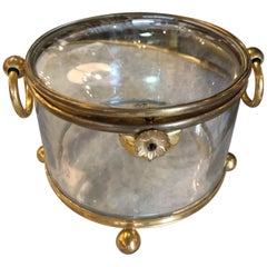 Antique French Round Clear Crystal Box