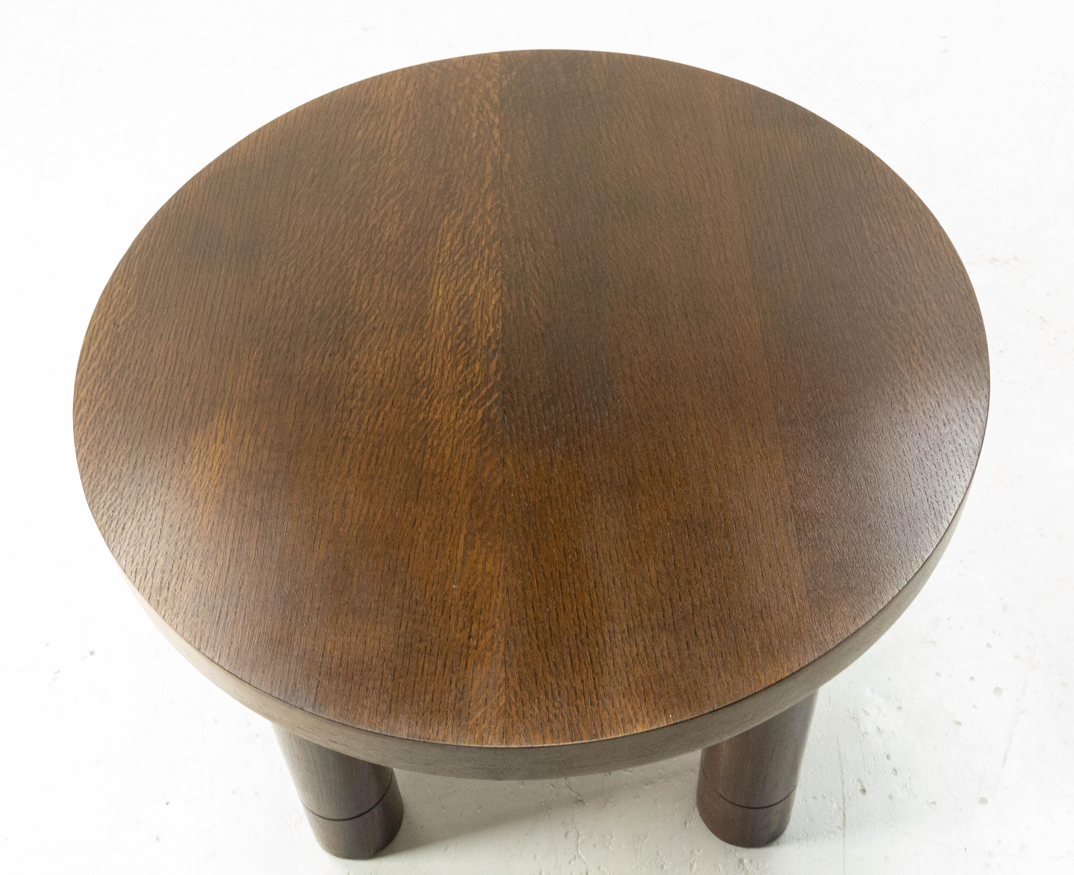 French Round Coffee Oak Table, circa 1940 1