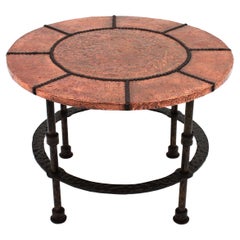 French Coffee Table in Wrought Iron and Copper