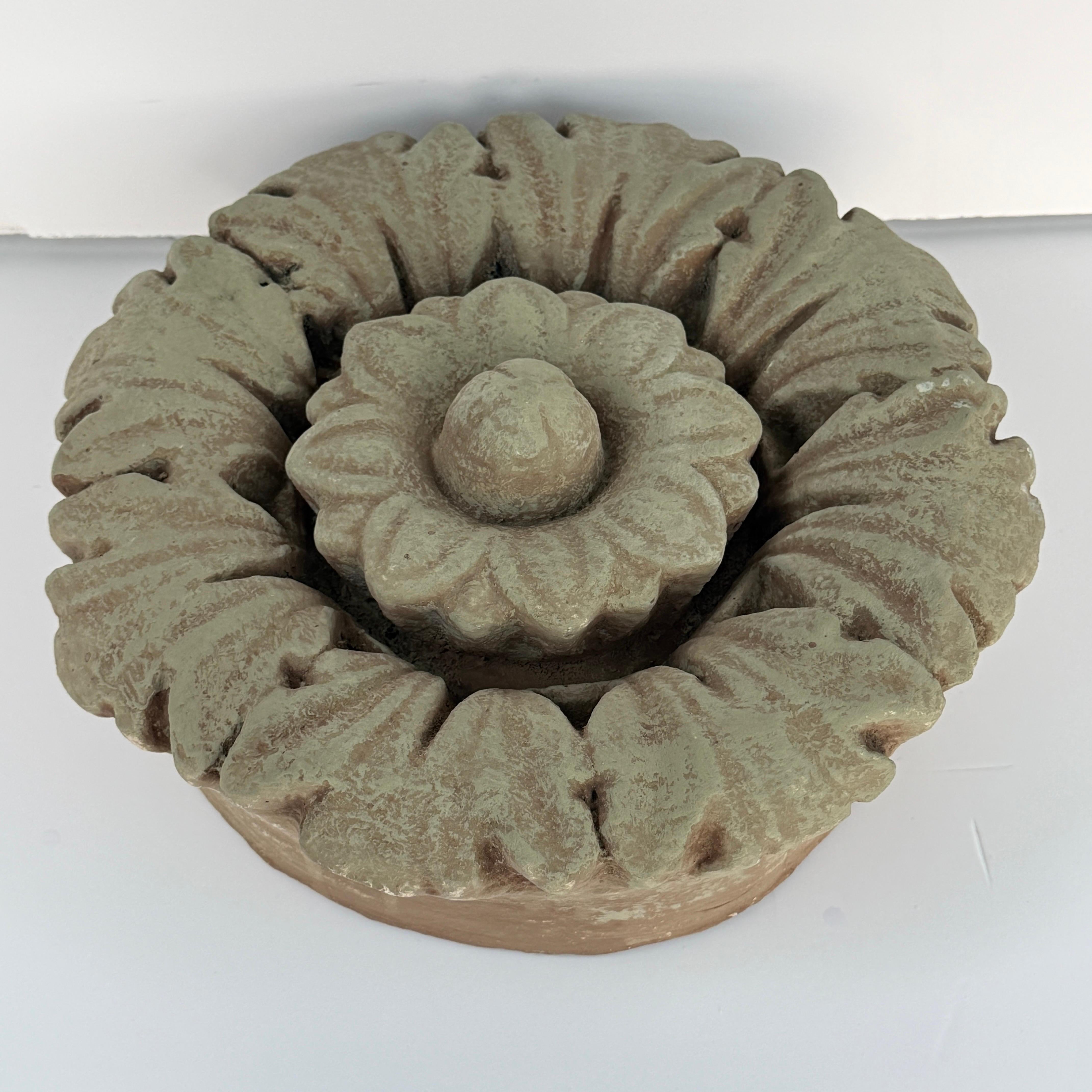 Charming Round Floral Painted Garden Medallion or Fragment. Perfect piece for indoor or outdoor. Certainly would make a fantastic piece just sitting on a coffee table or hanging on a wall as a statment piece in a room. Could also be displayed as a