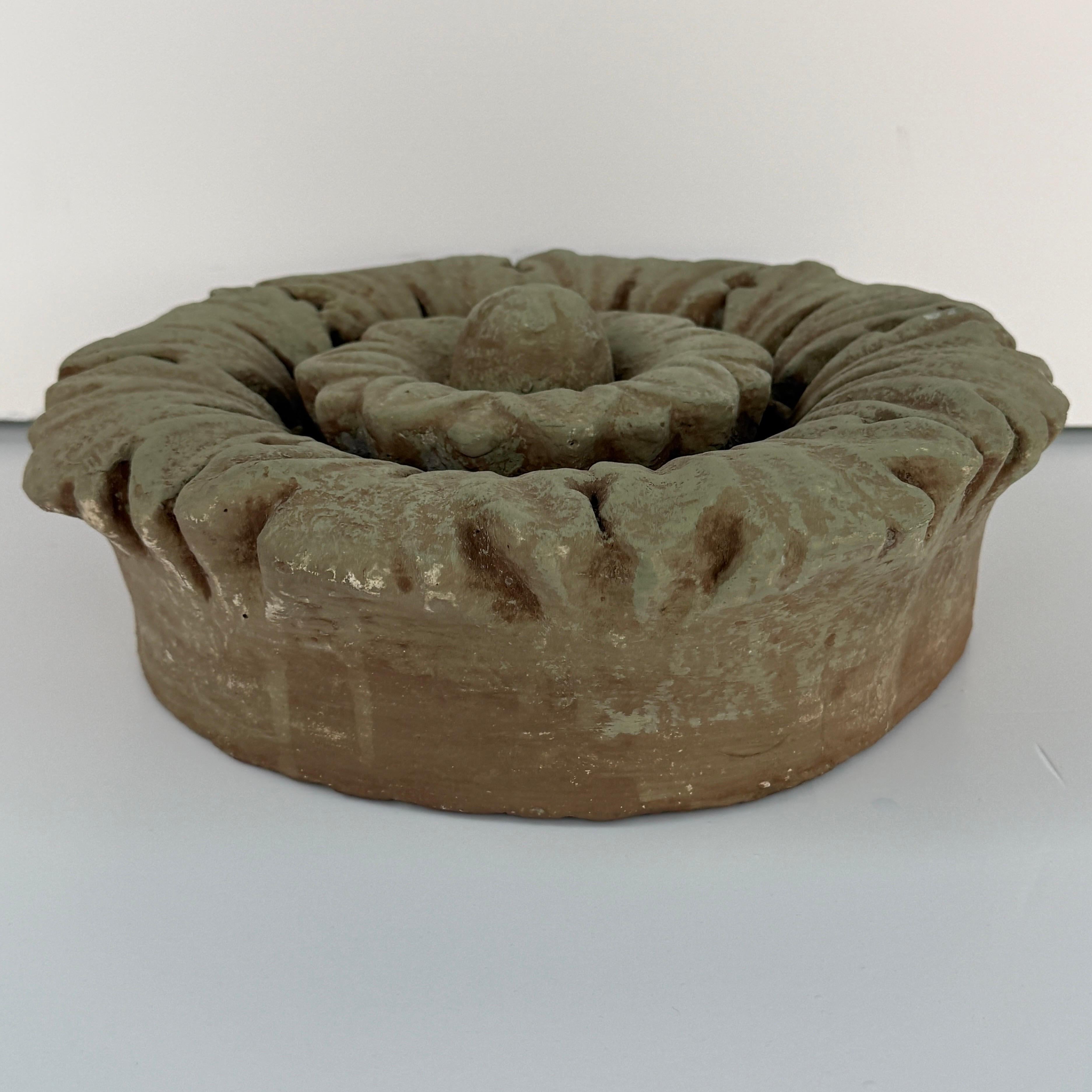 French Provincial French Round Concrete Garden Fragment Wall Ornament For Sale