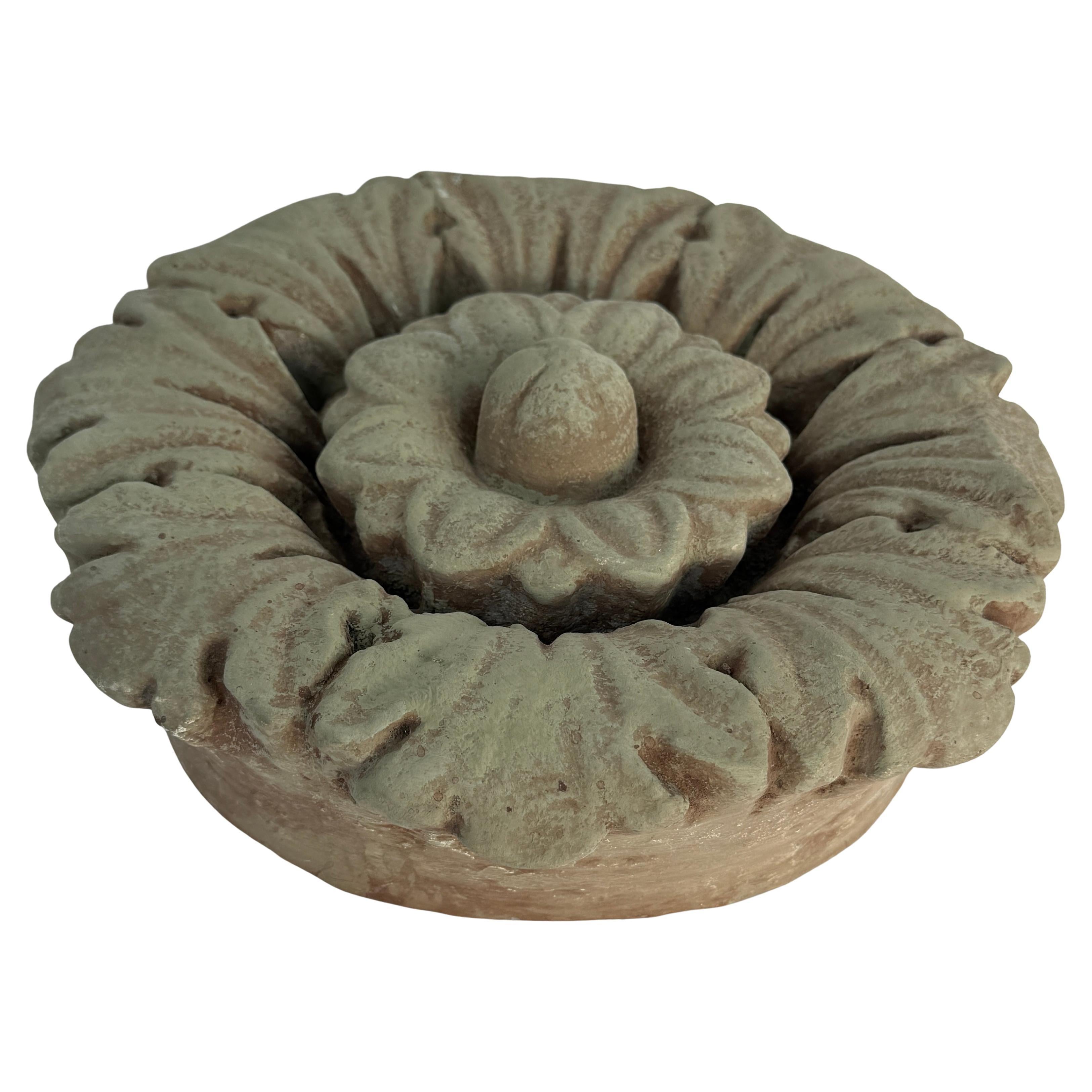 French Round Concrete Garden Fragment Wall Ornament For Sale