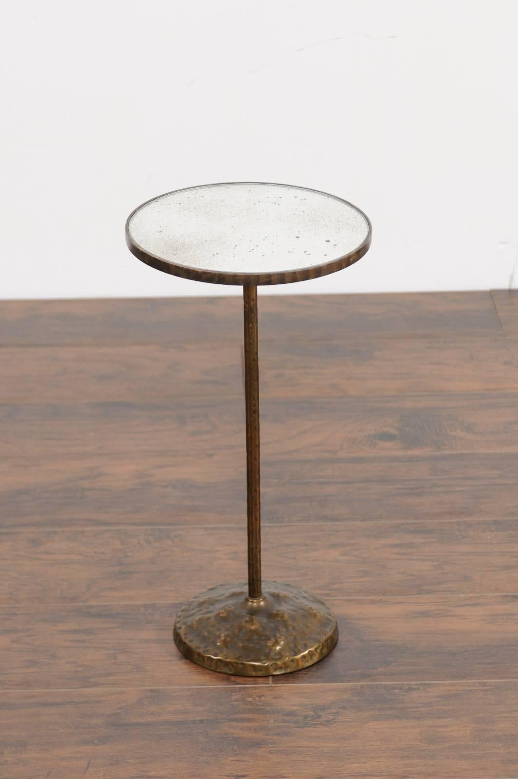 French Round Copper Round Drink Table with Pedestal Base, circa 1920-1930 In Good Condition In Atlanta, GA