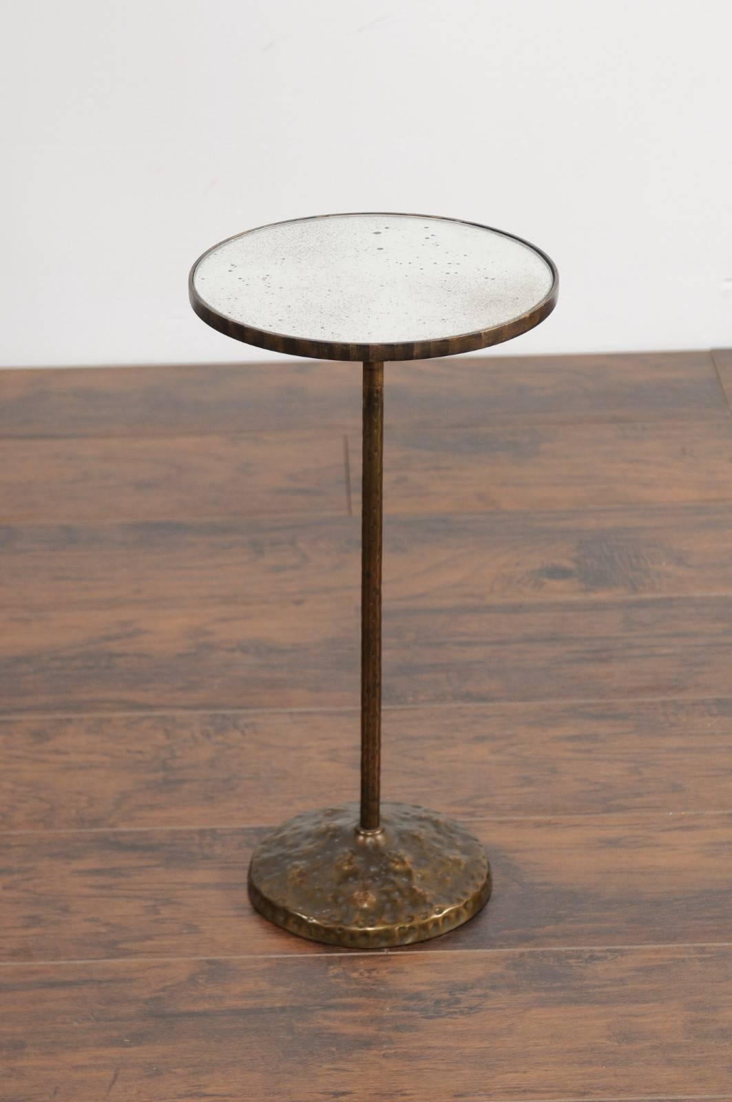 20th Century French Round Copper Round Drink Table with Pedestal Base, circa 1920-1930