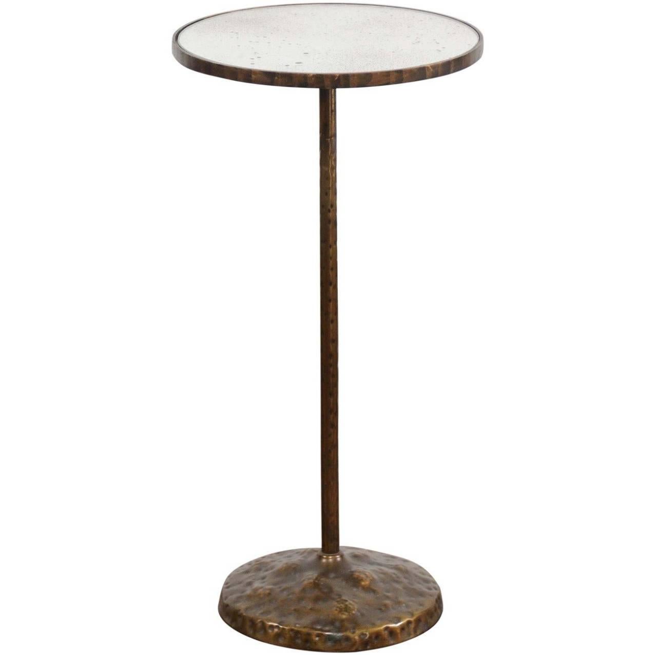 French Round Copper Round Drink Table with Pedestal Base, circa 1920-1930