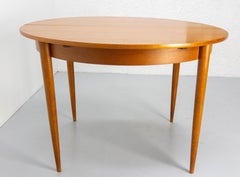 French Round Dining Extending Table, Teck, 1970