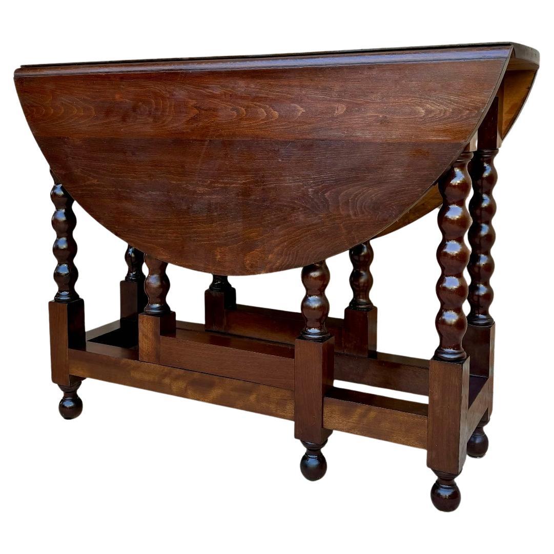 Französischer runder Esstisch mit Flügeln, 1900