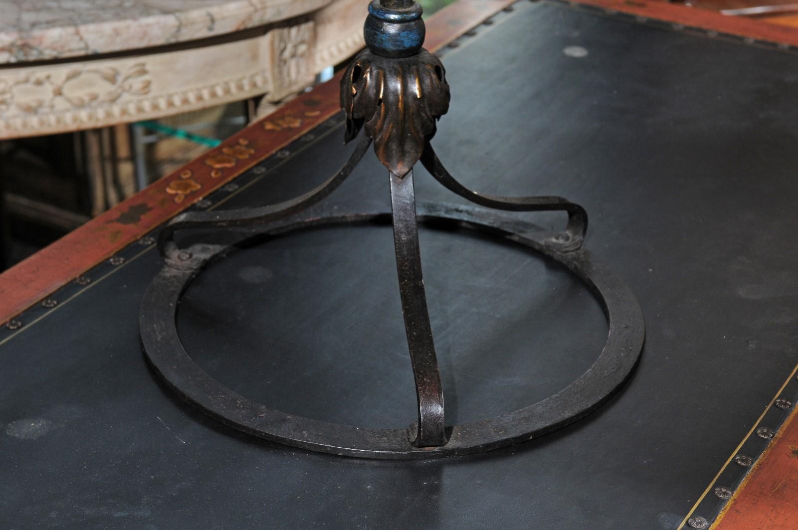 French Round Drinks Table Repurposed from a 1900s Iron Lamp, with Mirrored Top 6