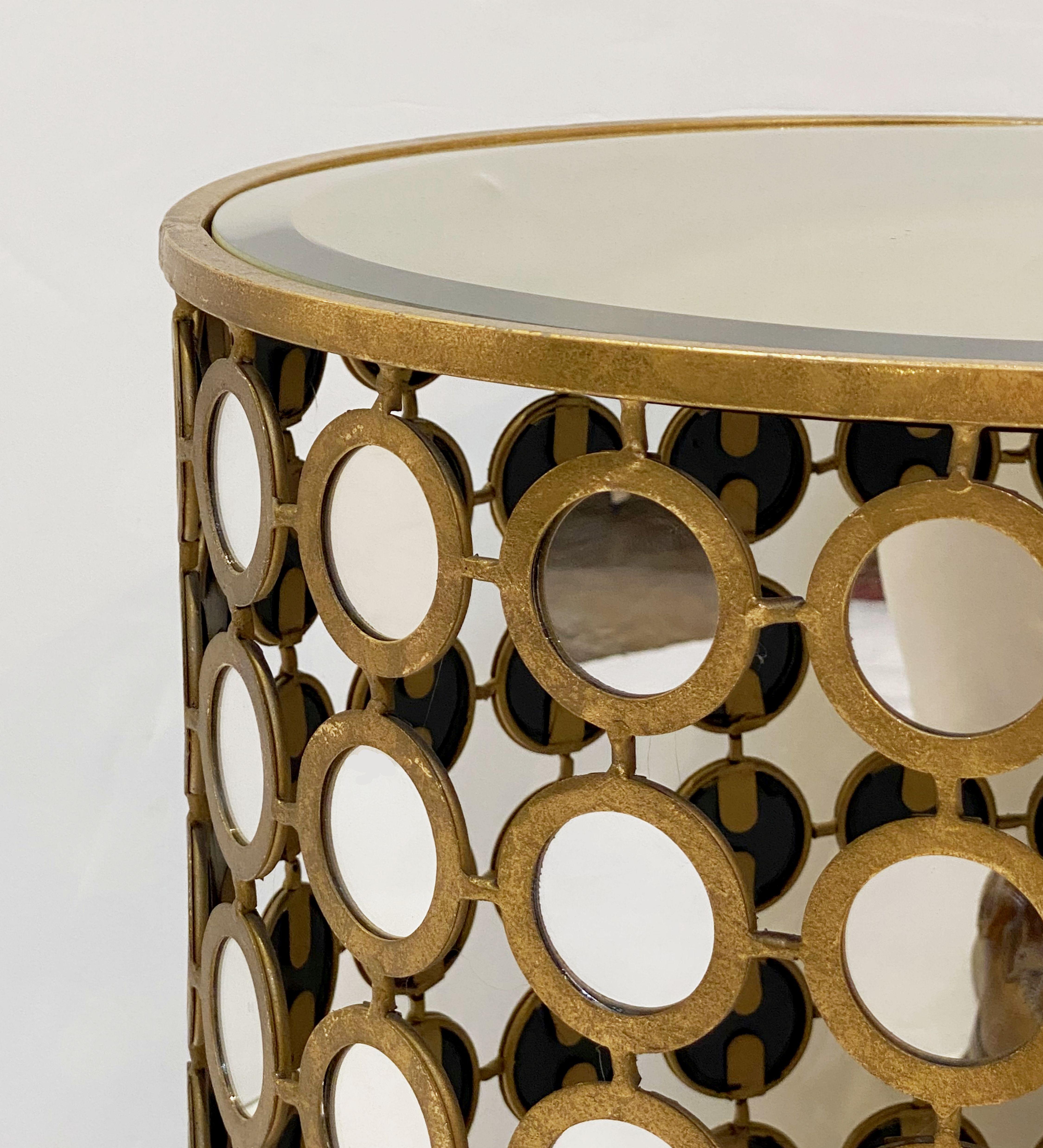 French Round Gilt Metal and Mirrored Glass Side Table 8