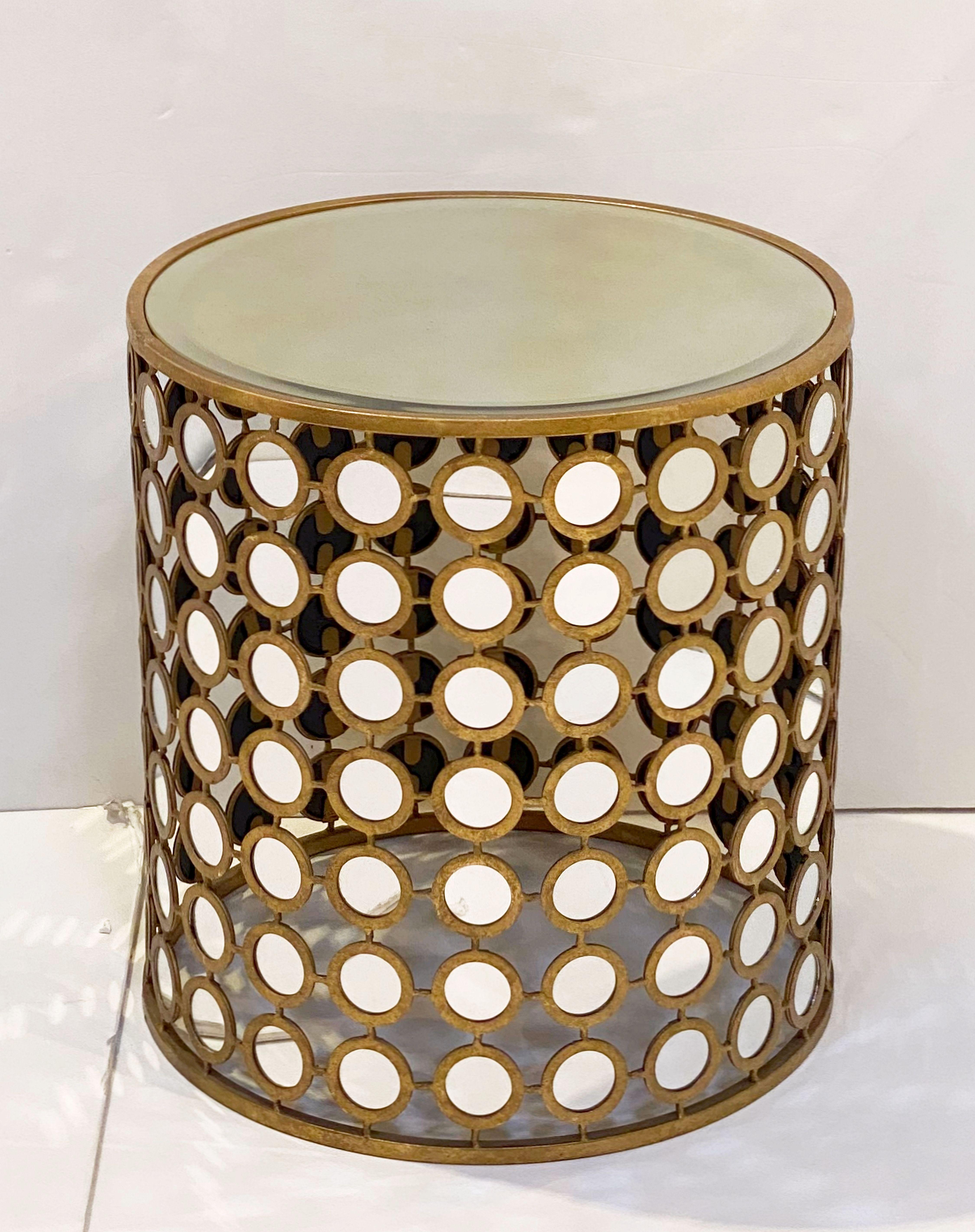 round mirrored side table