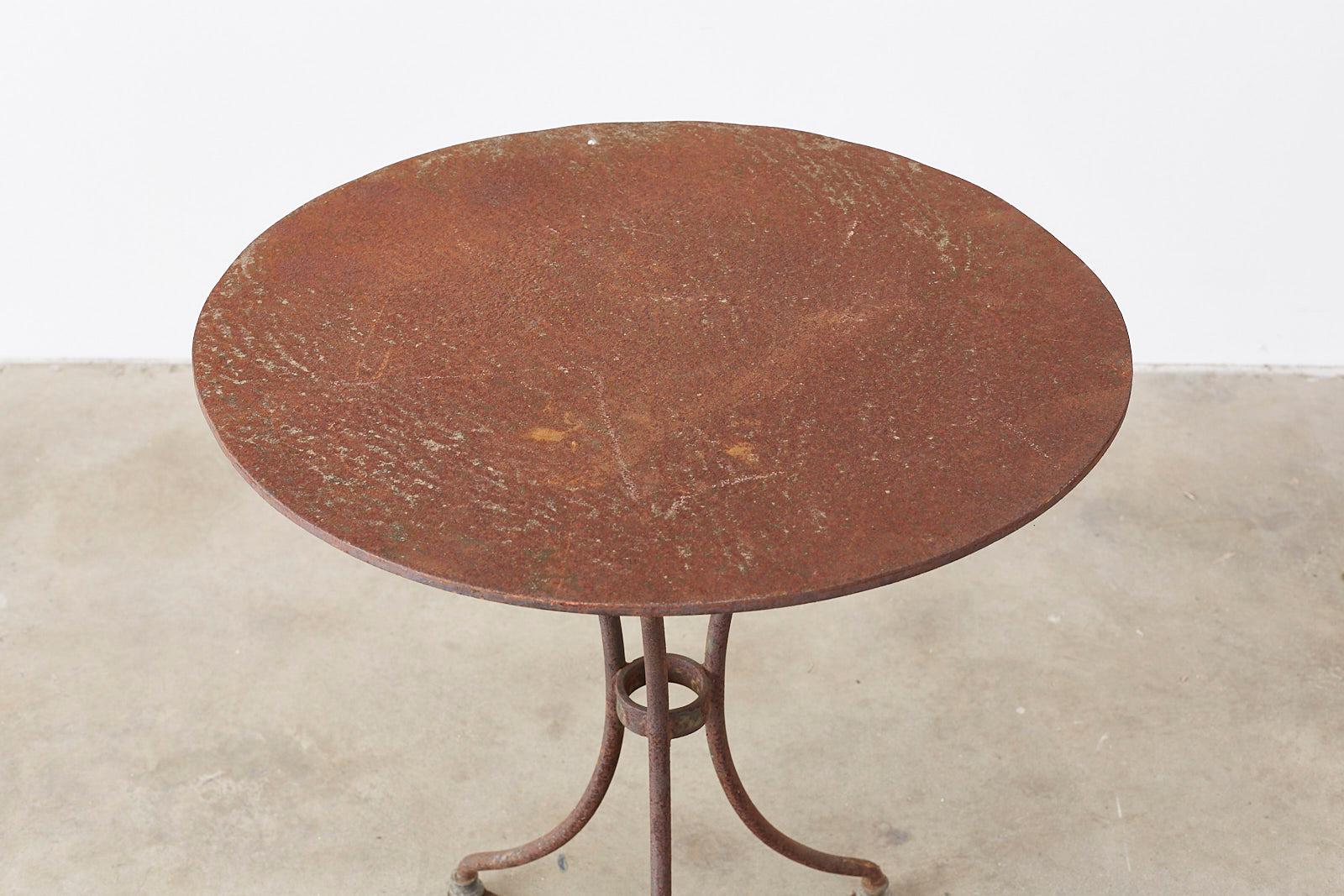 Hand-Crafted French Round Iron Bistro or Cafe Table