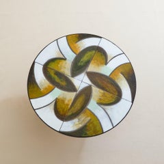 French Round Iron + Ceramic Top Coffee Table, 1960s