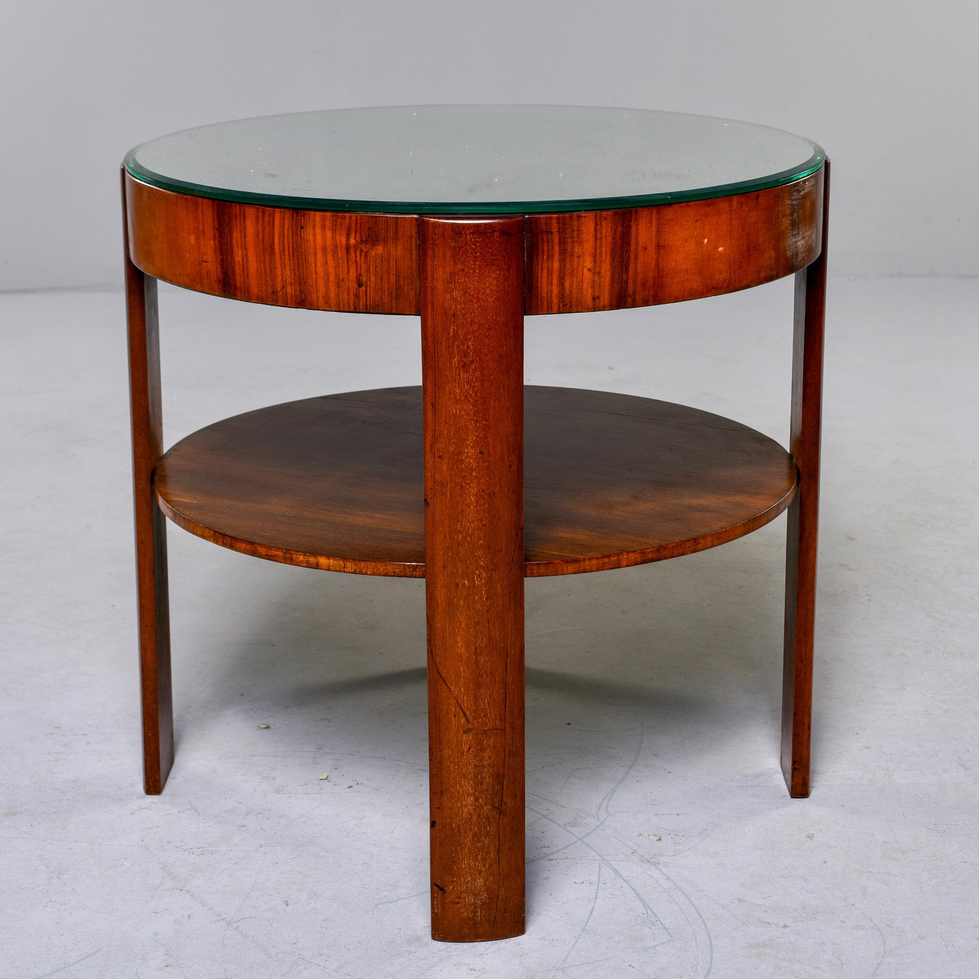 Art Deco French Round Mahogany Side Table with Mirror Top