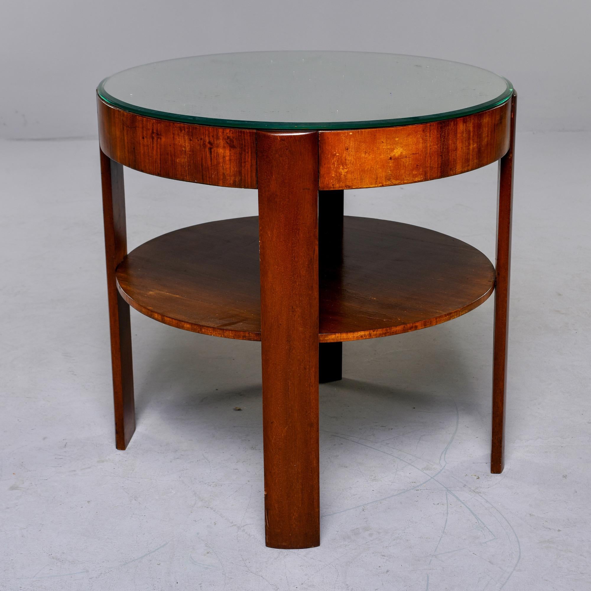 20th Century French Round Mahogany Side Table with Mirror Top