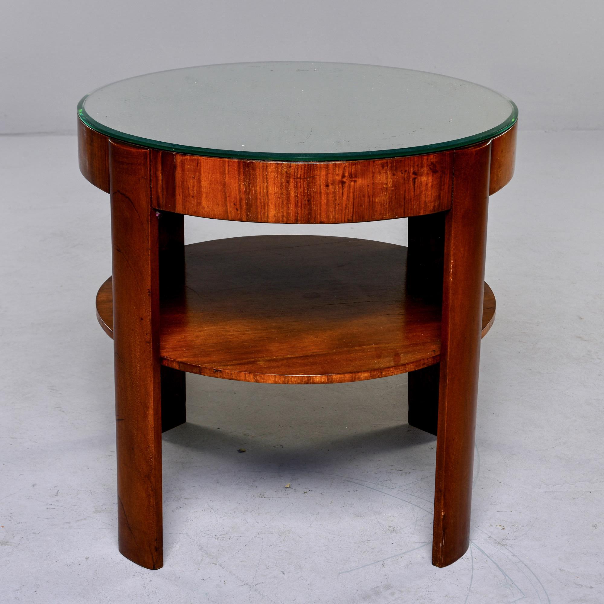 French Round Mahogany Side Table with Mirror Top 2