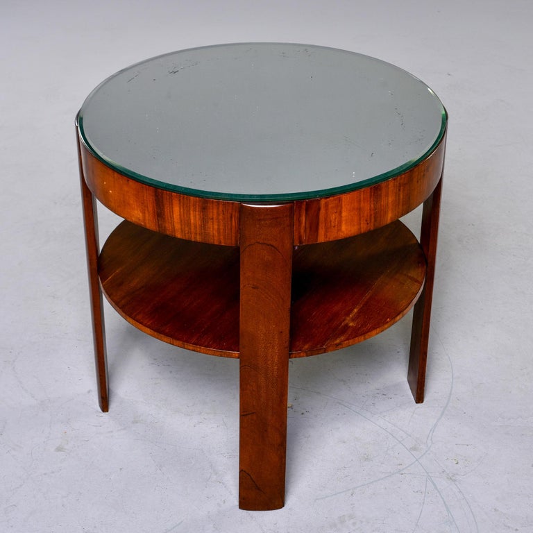 French Round Mahogany Side Table with Mirror Top at 1stDibs