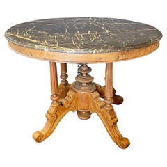 French Round Marble Top Dining or Center Table with Pedestal Base