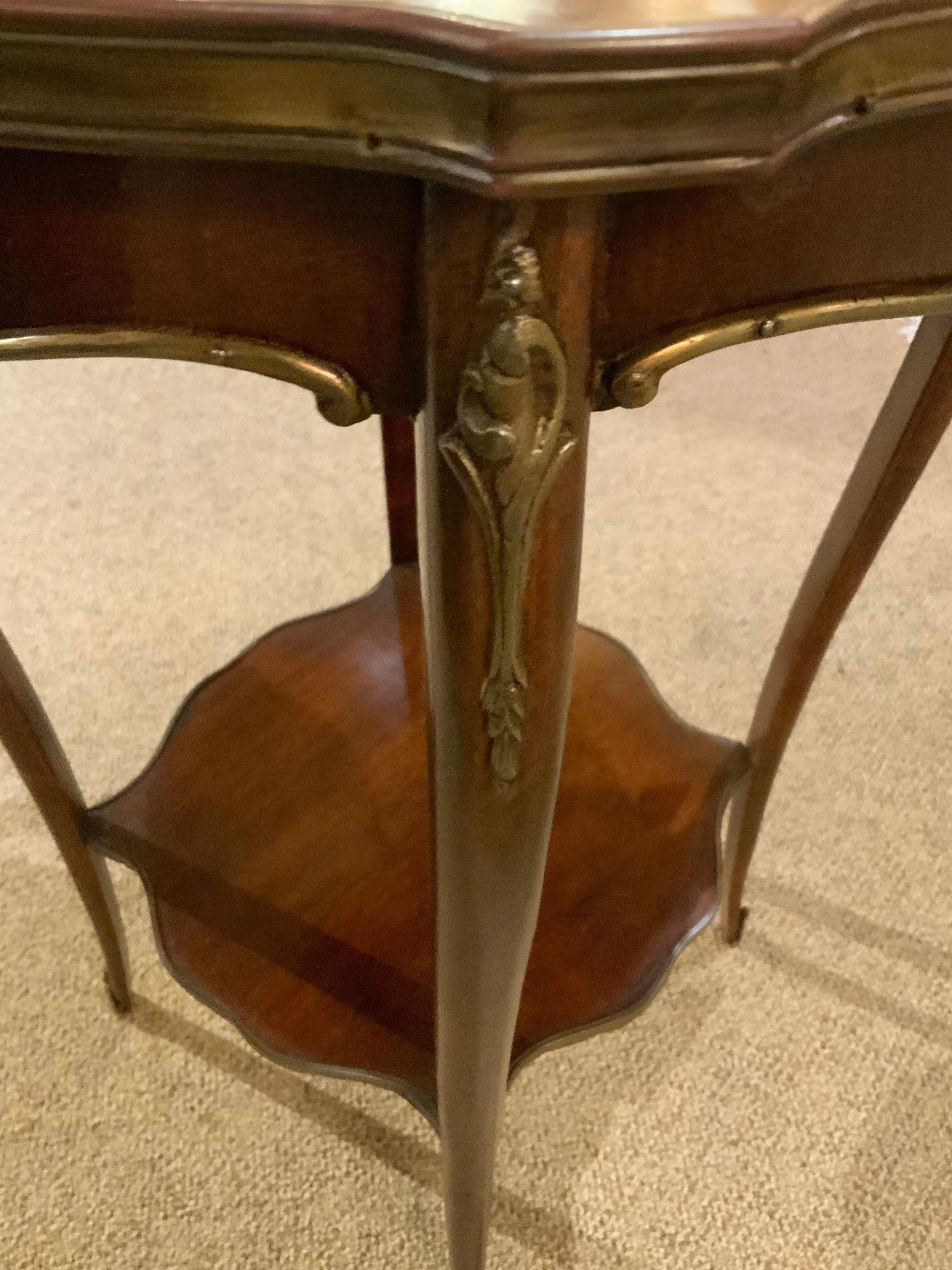 19th Century French round occasional table, 19 th c with rouge marble top, louis XV style