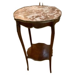 French round occasional table, 19 th c with rouge marble top, louis XV style