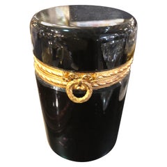 French Round Opaline Amethyst Glass Box
