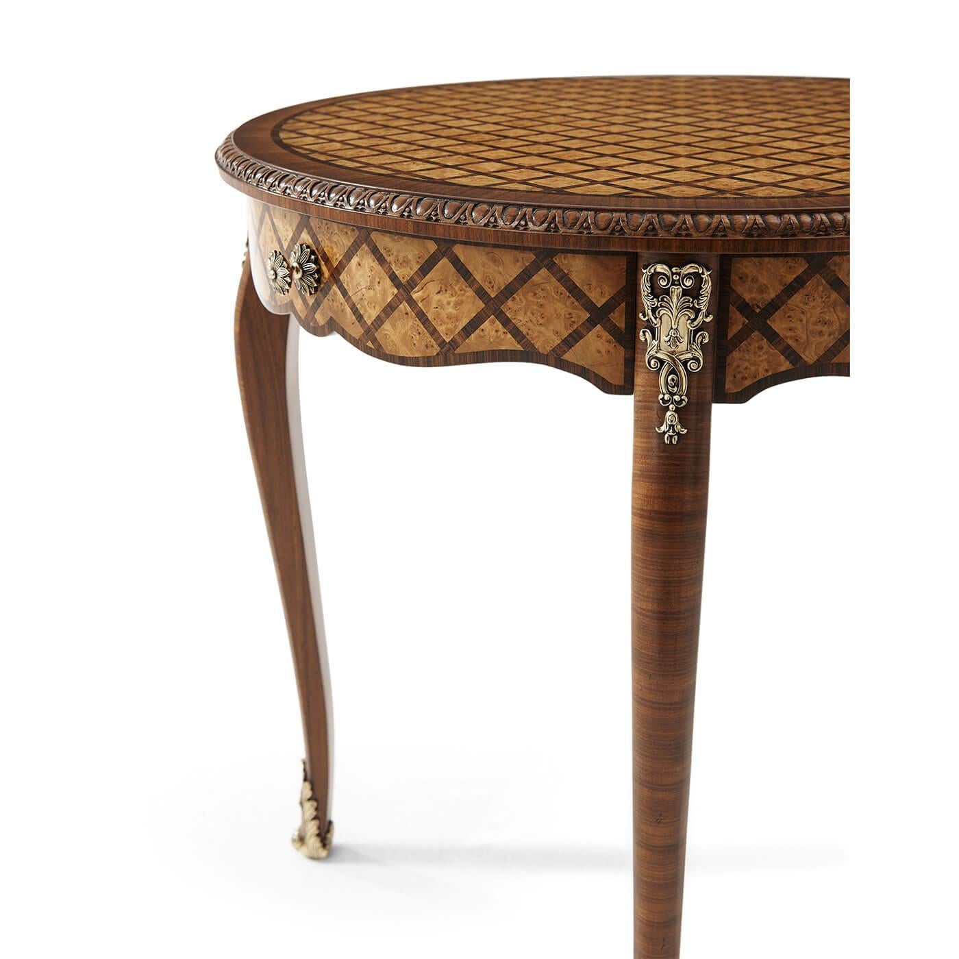 European French Round Parquetry Side Table