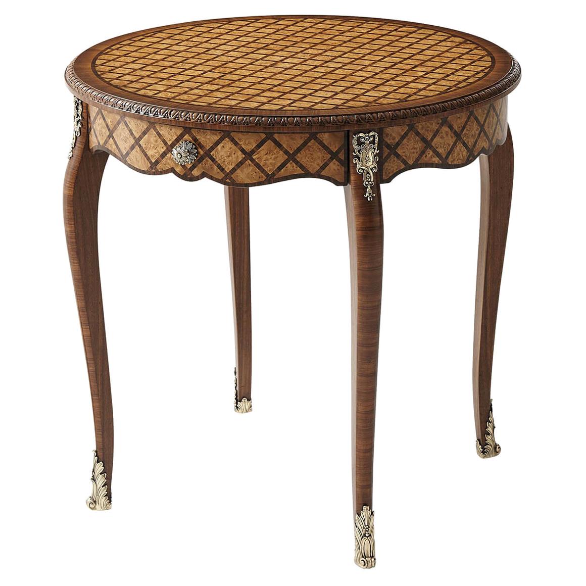 French Round Parquetry Side Table