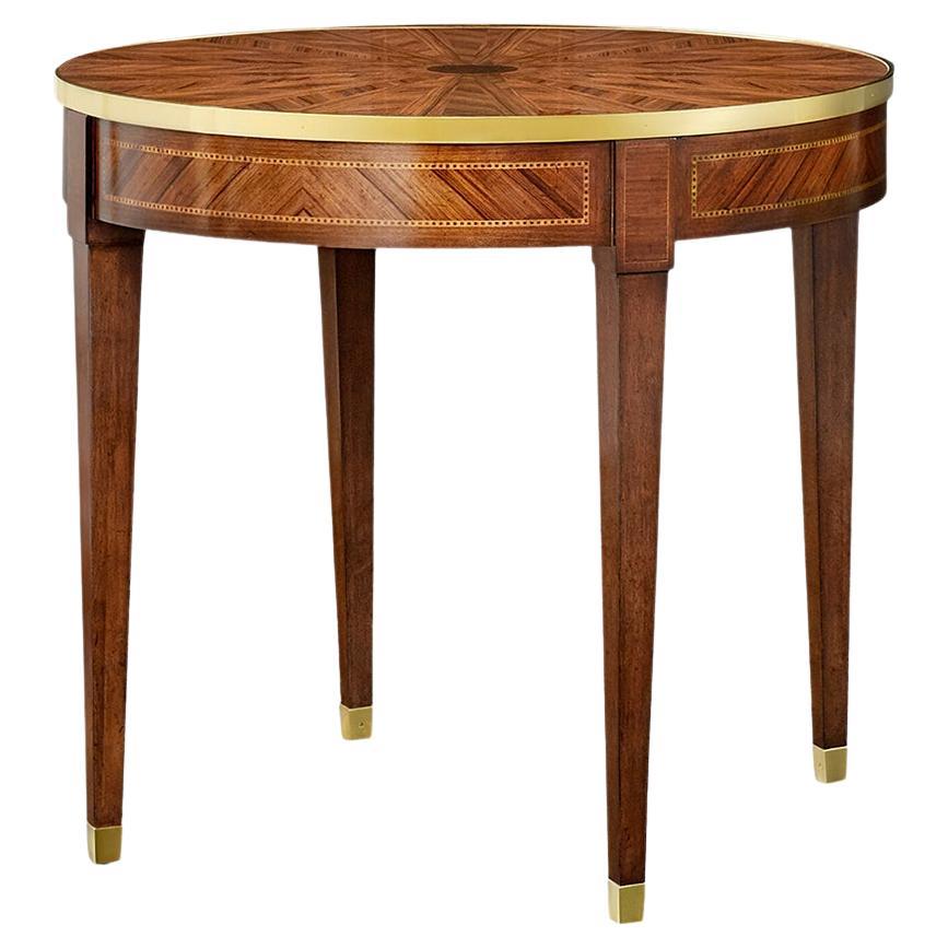 French Round Parquetry Side Table For Sale