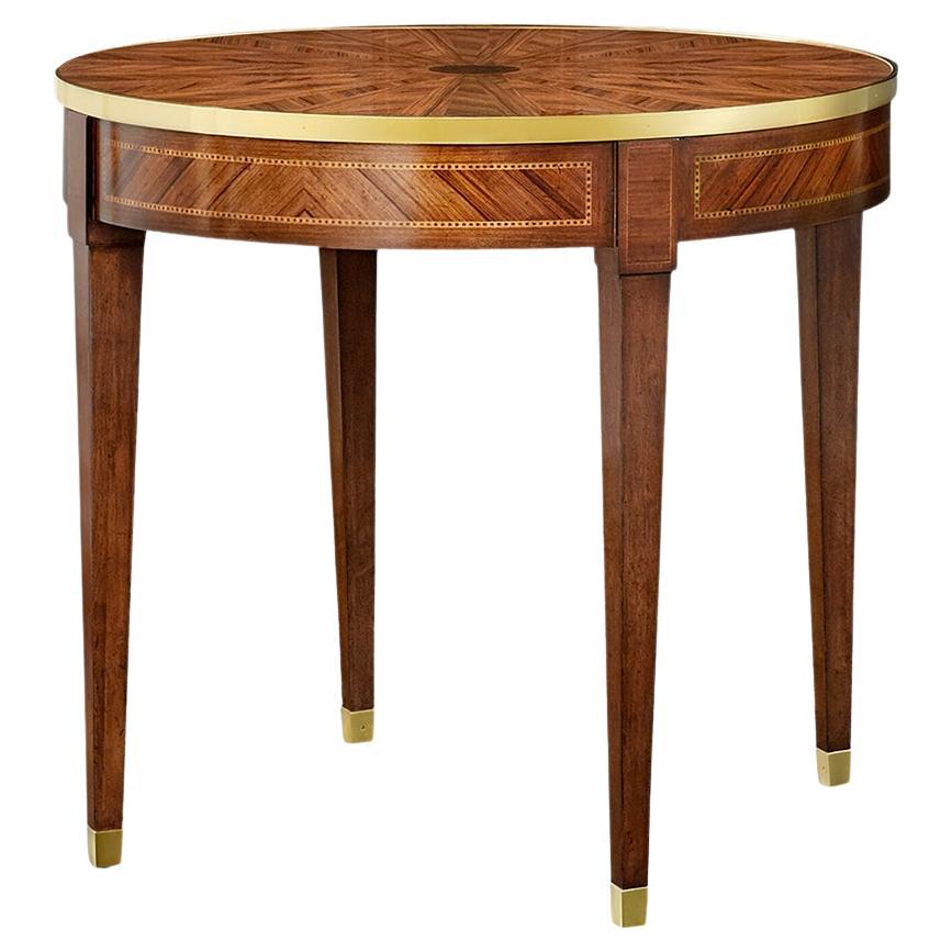 Mesa auxiliar redonda francesa de parquet