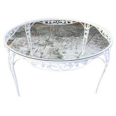 French Round Patio Coffee Table in New White Lacquer