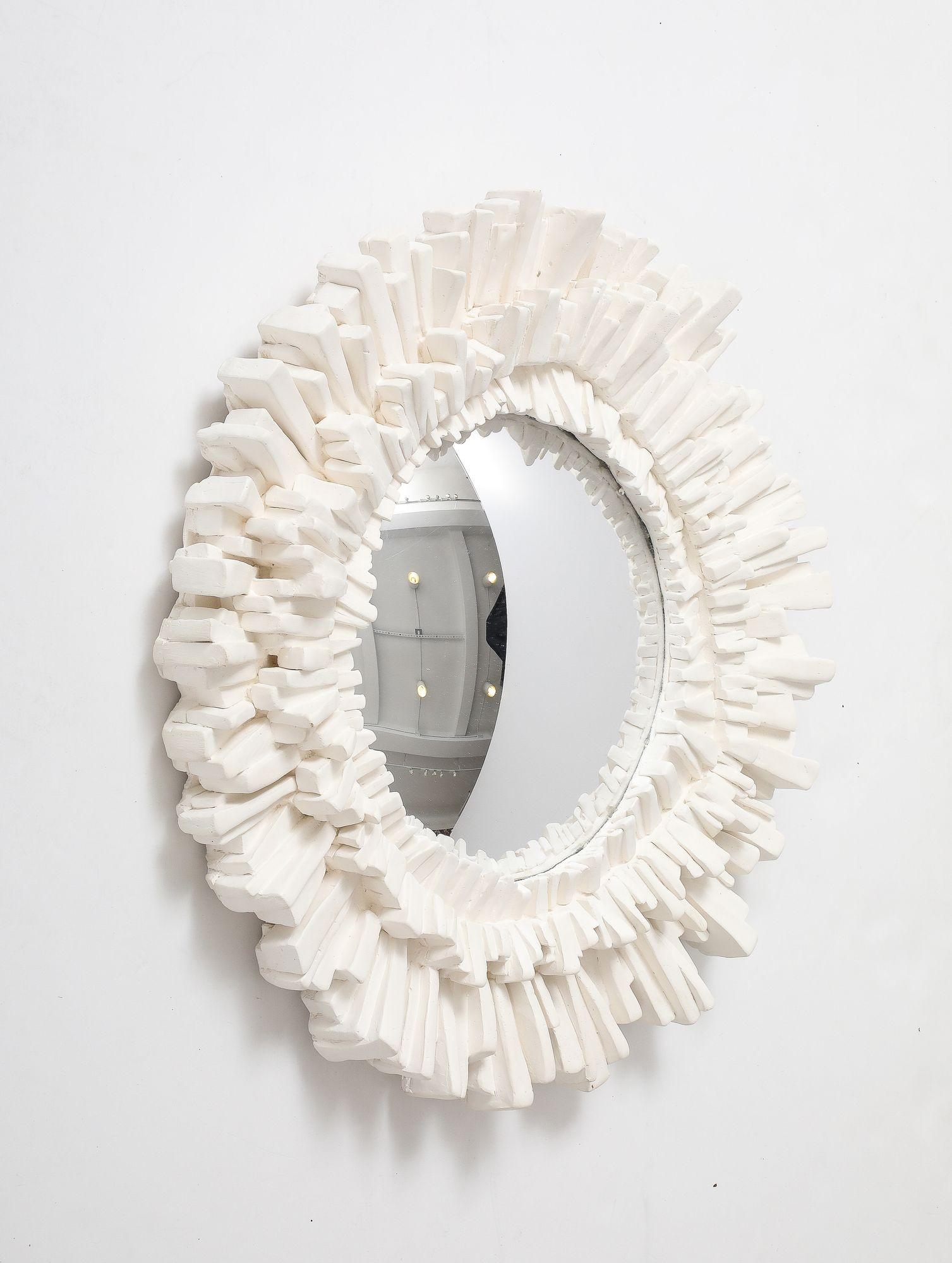 French Round Plaster Starburst Shaped Mirror, 21st Century In Good Condition In South Salem, NY