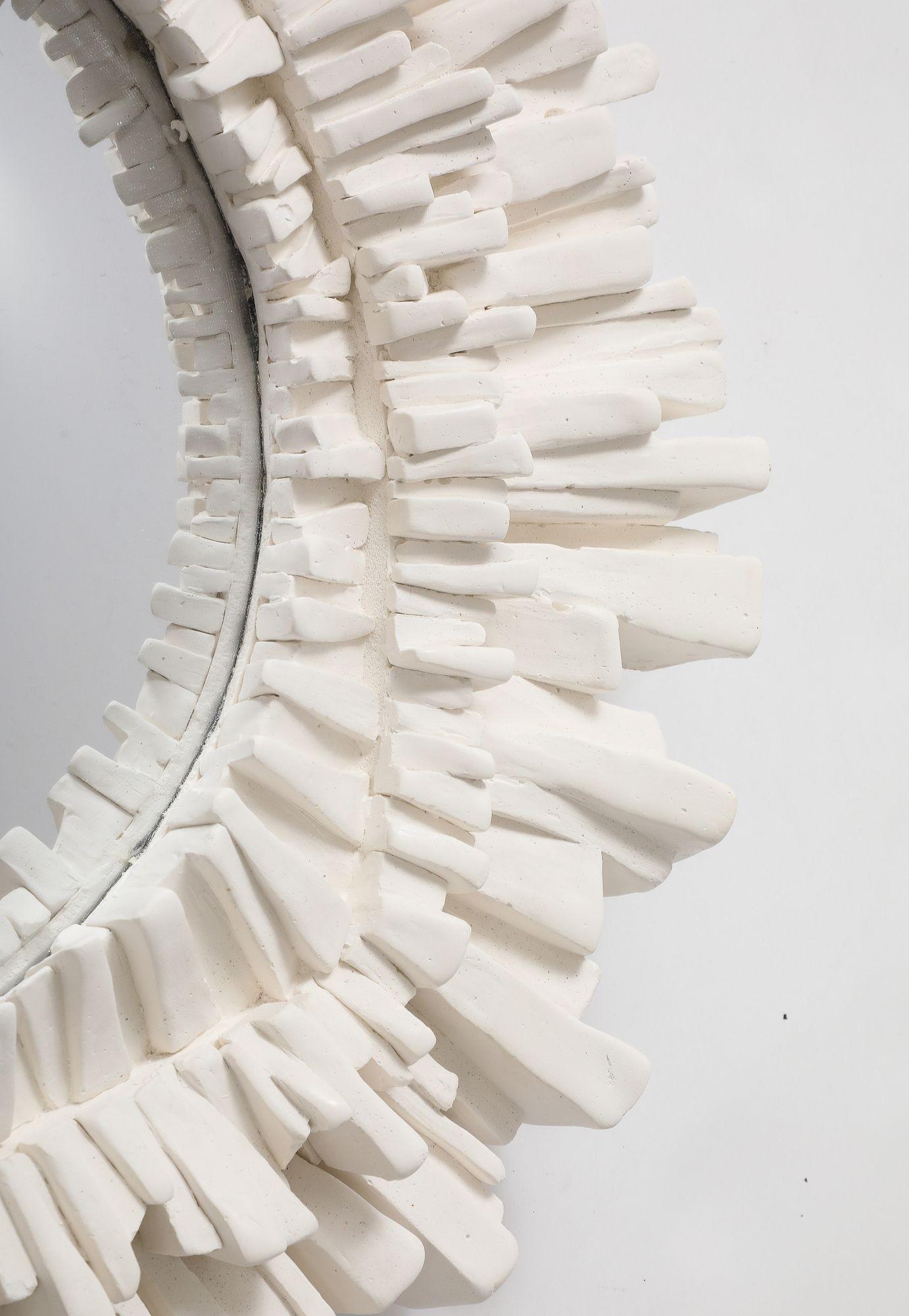 French Round Plaster Starburst Shaped Mirror, 21st Century 2