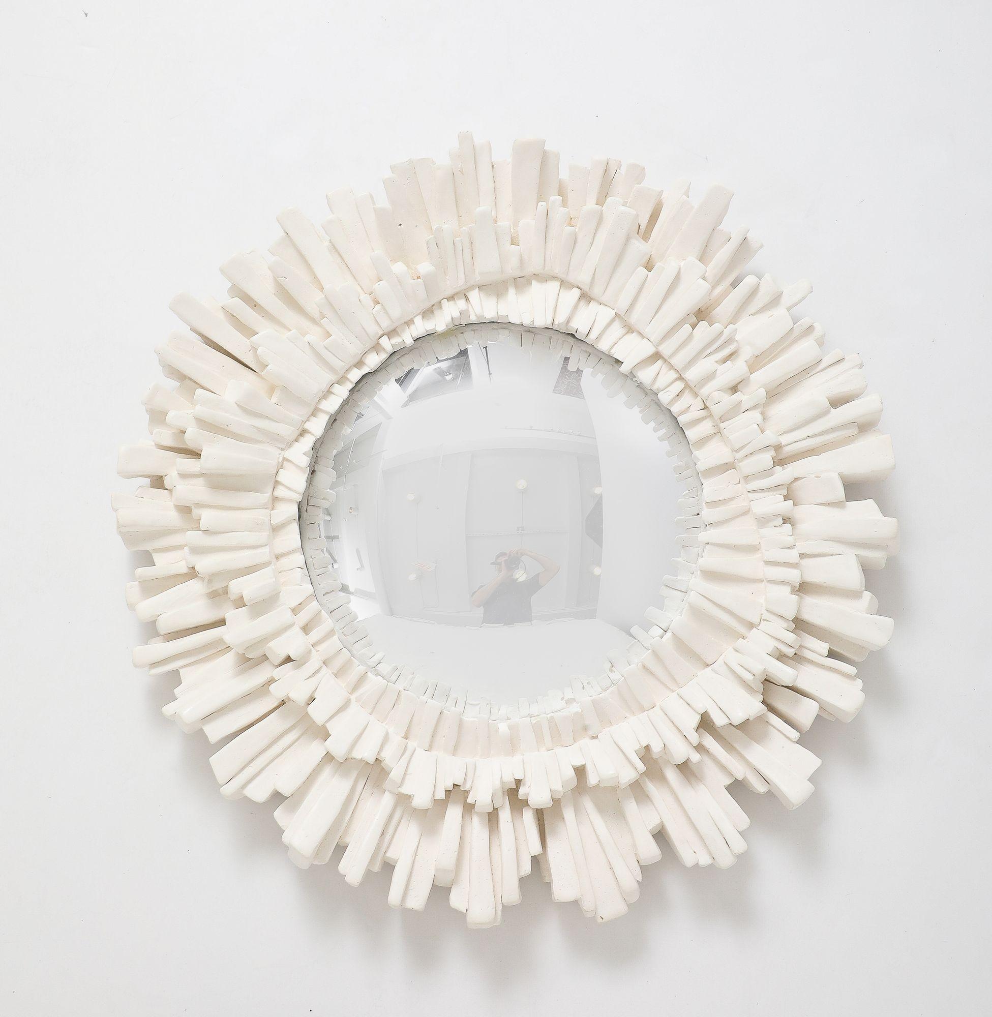 French Round Plaster Starburst Shaped Mirror, 21st Century 3