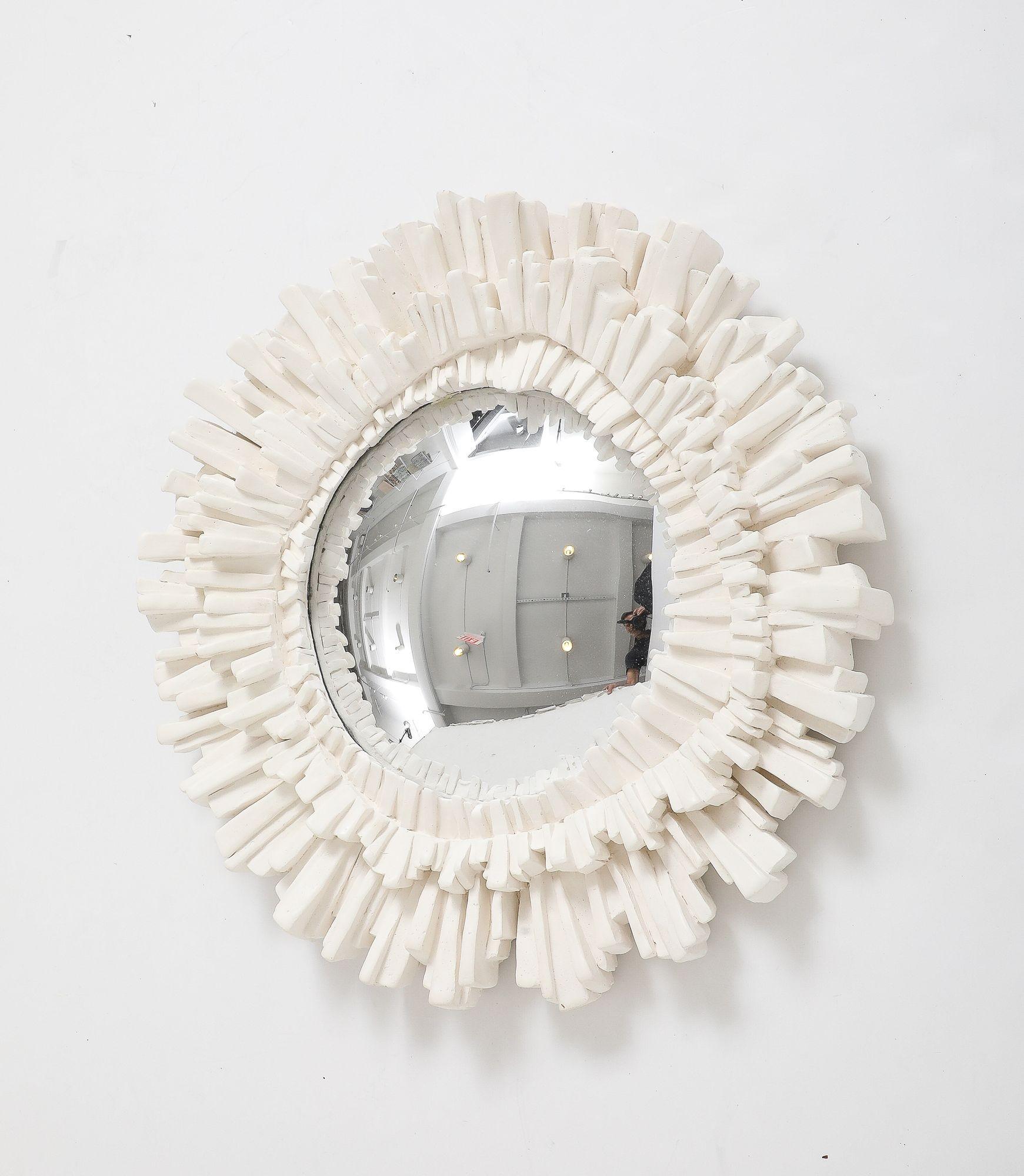 French Round Plaster Starburst Shaped Mirror, 21st Century 4