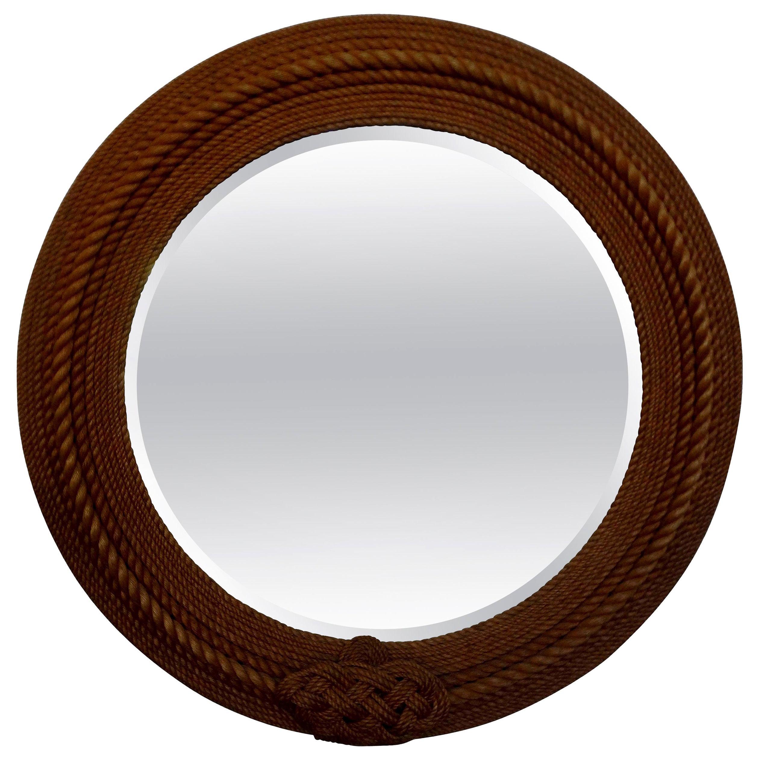 French Round Rope Beveled Mirror by Audoux & Minet