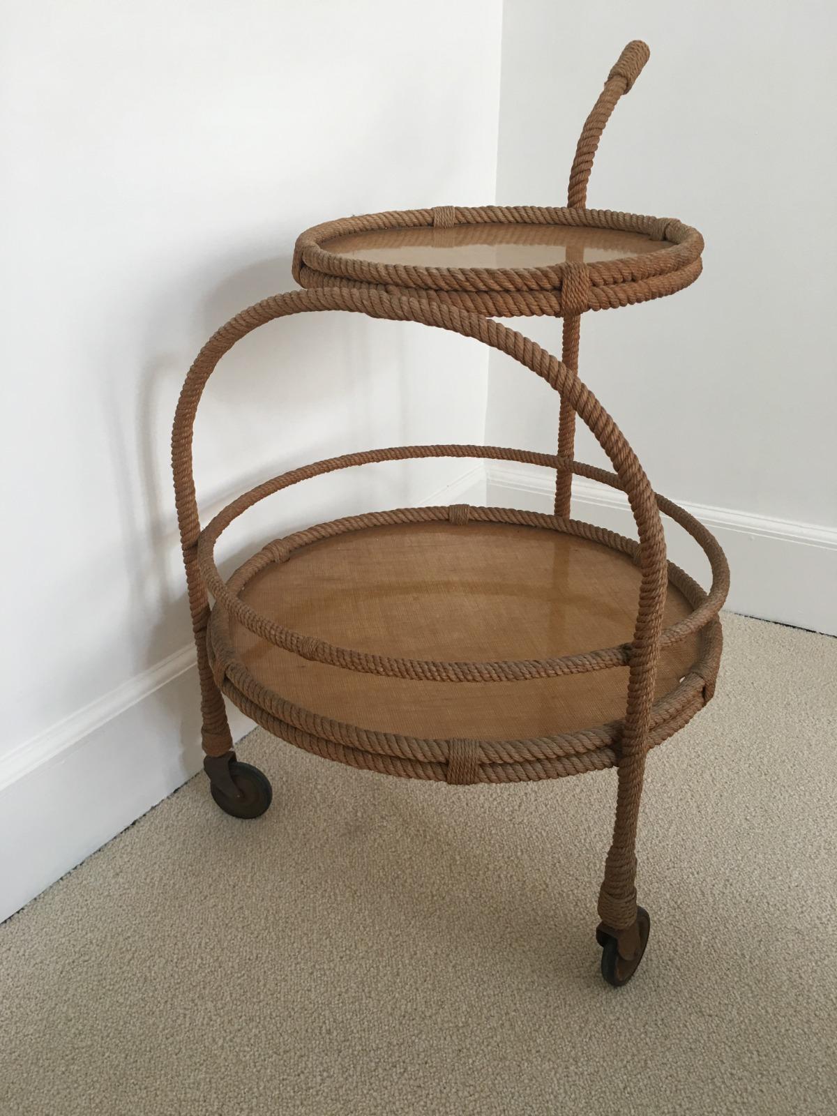 French Round Serving Cart by Adrien Audoux & Frida Minet, 1960s In Good Condition In Paris, France