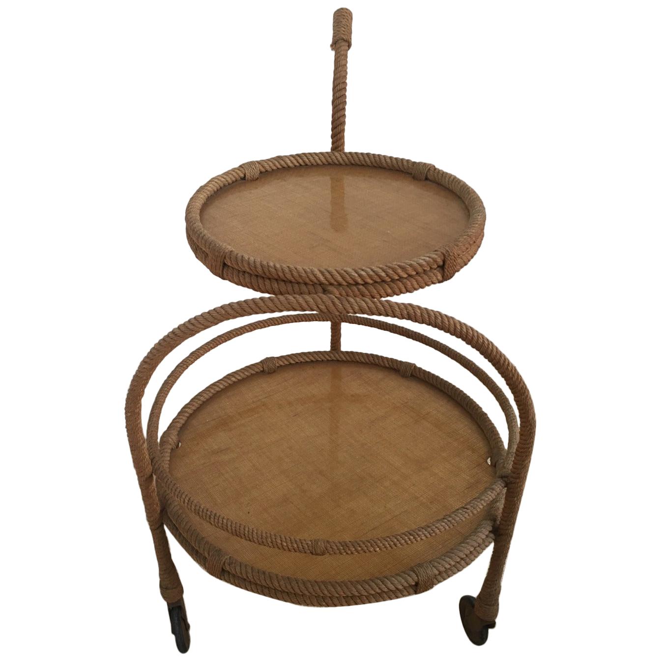 French Round Serving Cart by Adrien Audoux & Frida Minet, 1960s