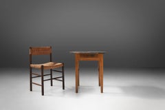 French round sidetable in oak with blue top and beautiful patina, ca. 1850